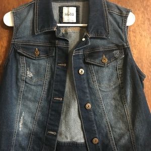 Denim button up vest